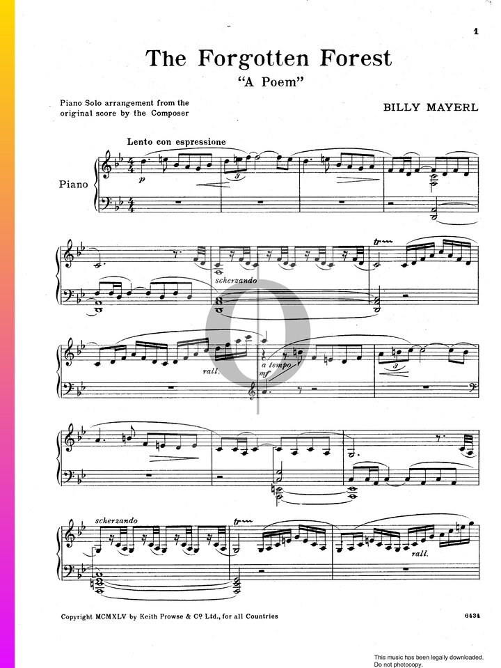 The Forgotten Forest (Billy Mayerl) Piano Sheet Music - OKTAV