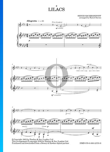 Lilacs, Op. 21 Nr. 5 Musik-Noten