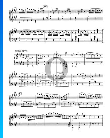 Sonata para piano n.º 11 en la mayor, KV 331 (300i): 2. Minueto Partitura