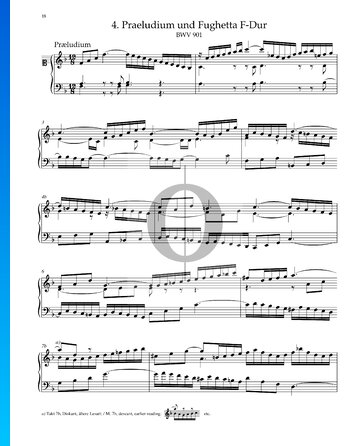 Partition Prélude en Fa Majeur, BWV 901