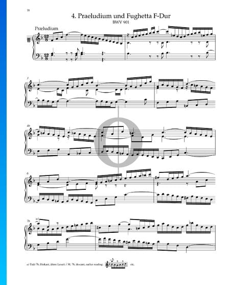 Praeludium in F-Dur, BWV 901 Musik-Noten