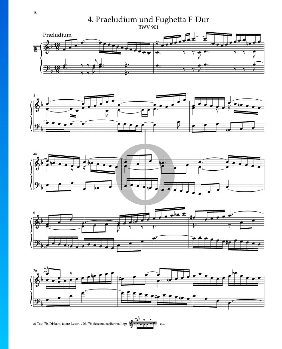 Prelude In F Major, Bwv 901 (johann Sebastian Bach) Piano Sheet Music 