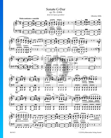 Sonata en sol mayor, Op. 78, D894: 1. Molto moderato e cantabile Partitura
