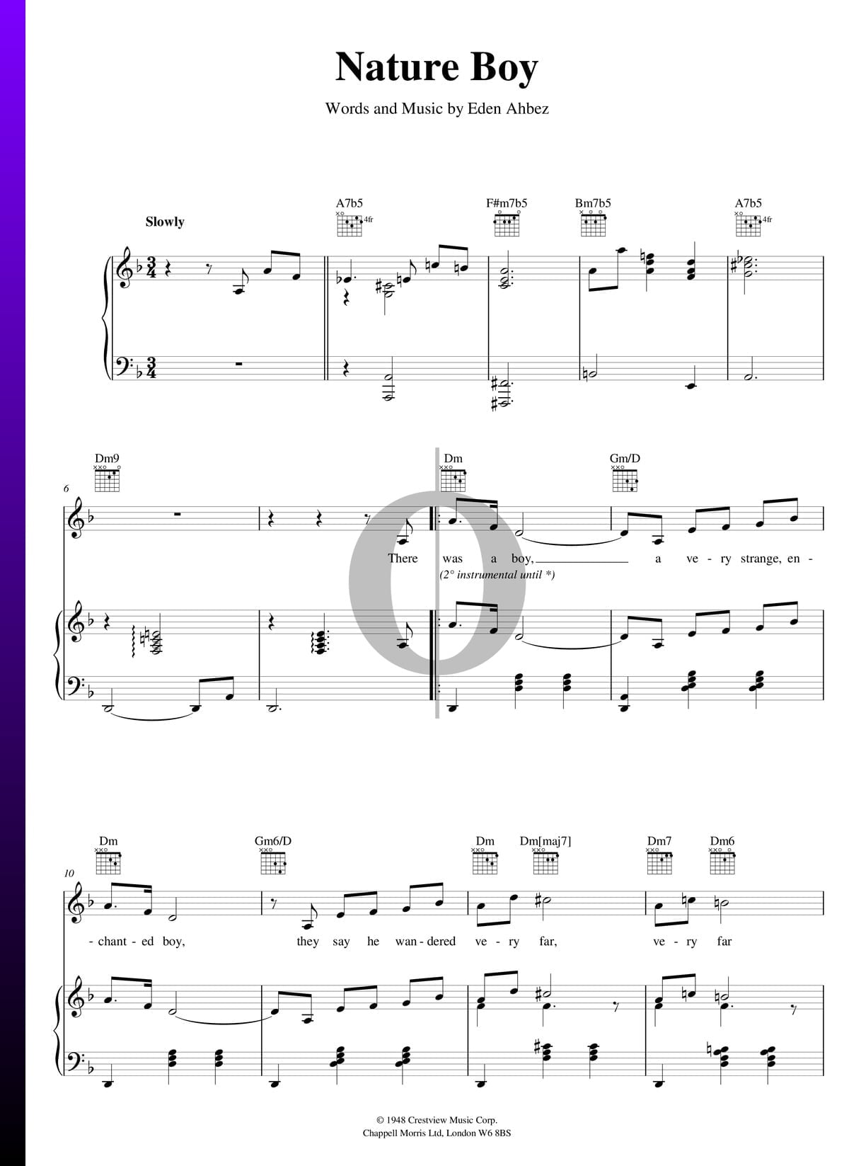 ▷ Nature Boy Sheet Music (Piano, Guitar, Voice) - PDF Download & Streaming -