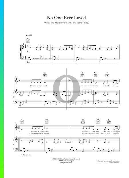 No One Ever Loved Partitura