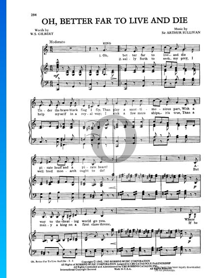 Oh, Better Far To Live And Die Sheet Music