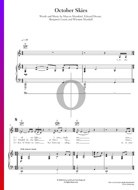 October Skies Musik-Noten