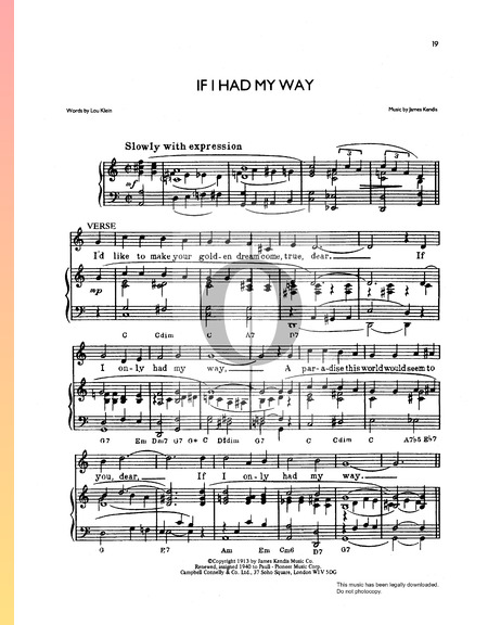 If I Had My Way Sheet Music
