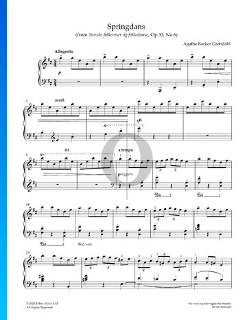 Springdans, Op. 33 No. 6 Spartito