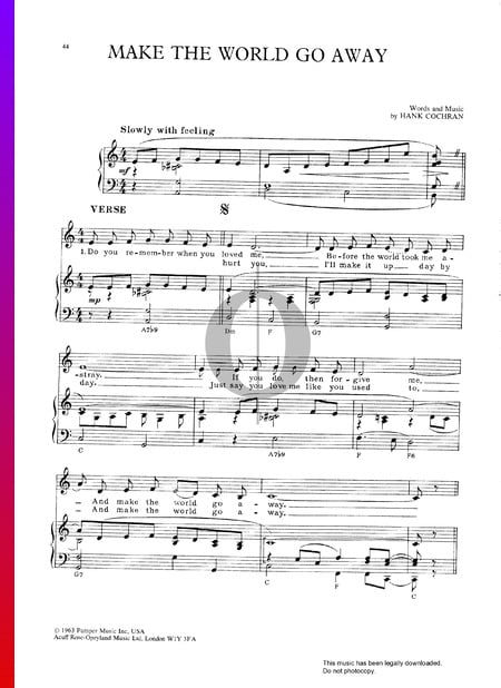 Make The World Go Away Musik-Noten