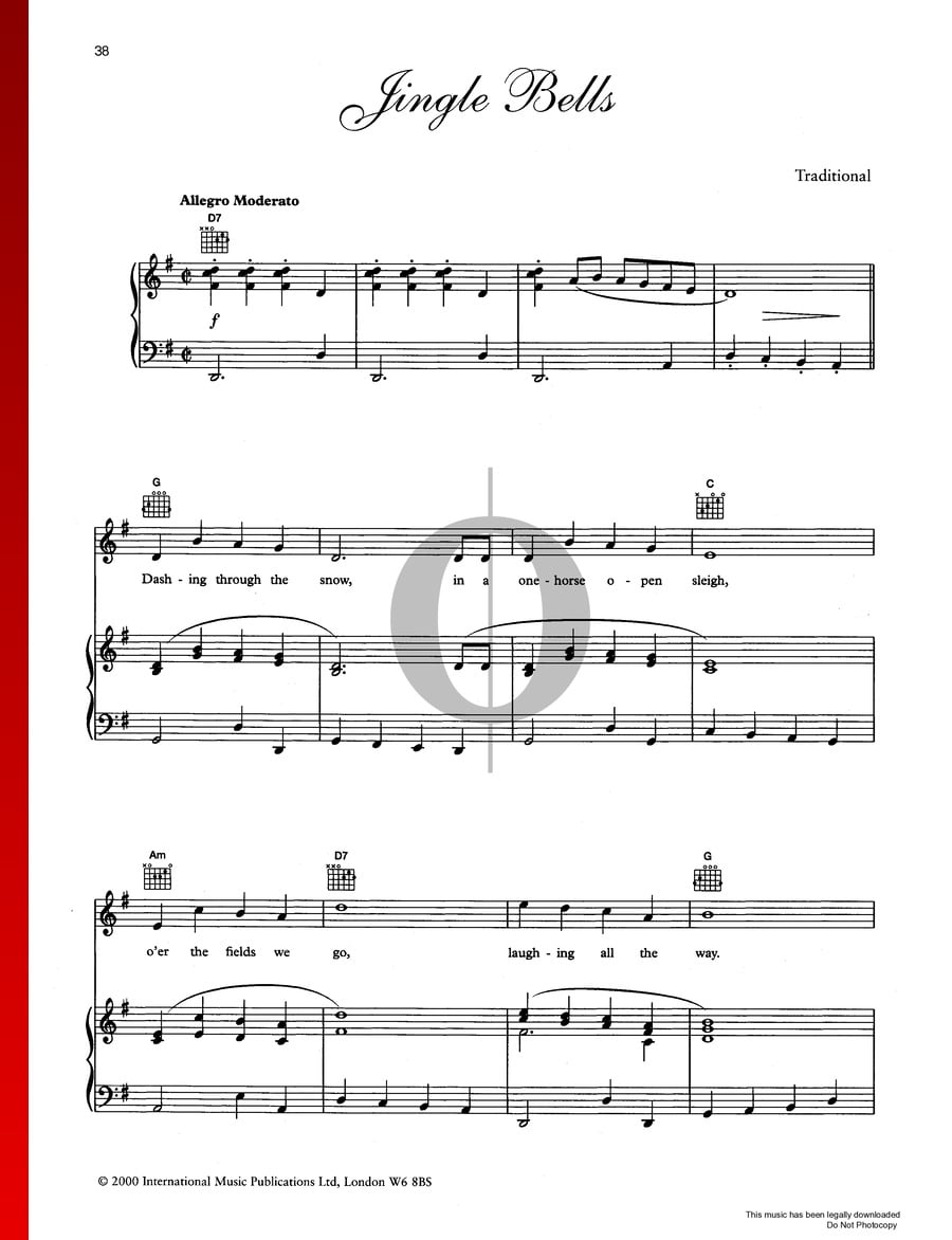 Jingle Bells Sheet Music (Piano, Guitar, Voice) - PDF Download ...