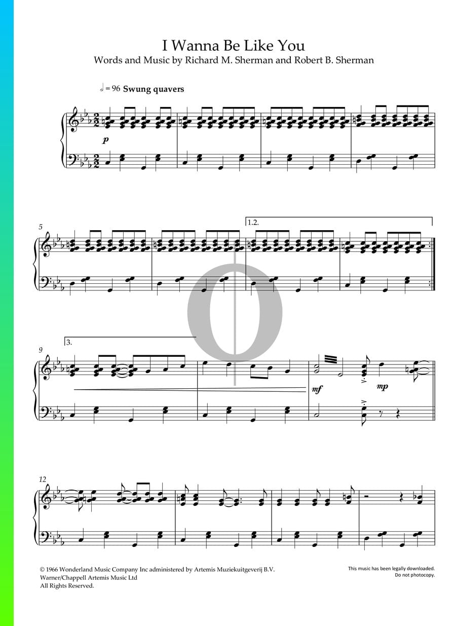 I Wanna Be Like You Spartito di The Jungle Book (Pianoforte solista) OKTAV