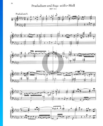 Preludio 8 mi bemol menor, BWV 853 Partitura