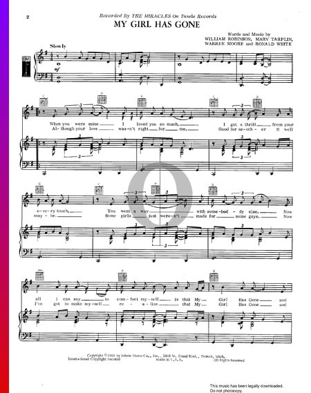 My Girl Has Gone Musik-Noten