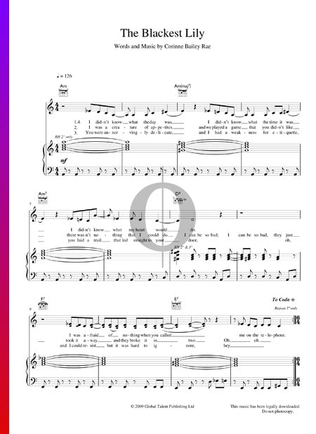 The Blackest Lily Sheet Music