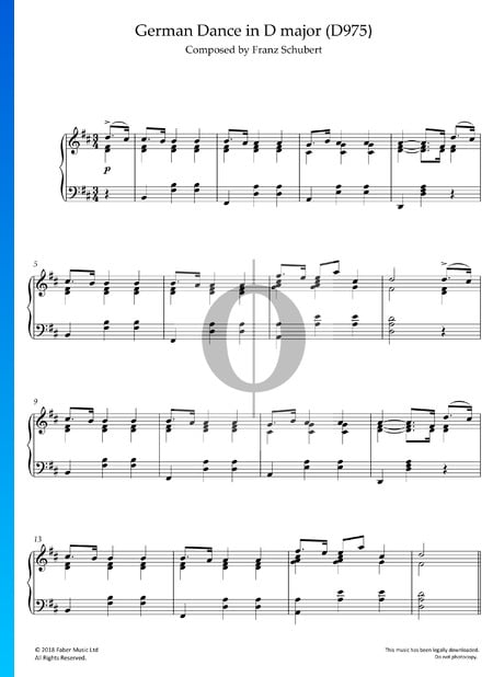 Deutscher Tanz D-Dur, D975 Musik-Noten