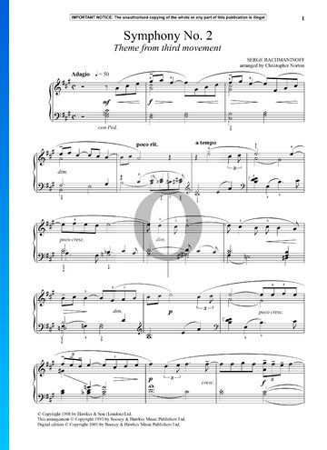 Symphony in E Minor, Op. 27 No. 2: 3. Adagio (Theme) Sheet Music