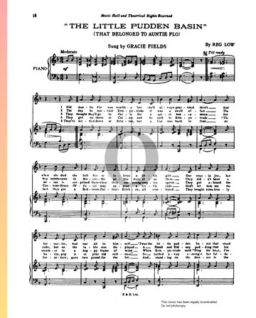 The Little Pudden Basin (That Belonged To Auntie Flo) Sheet Music
