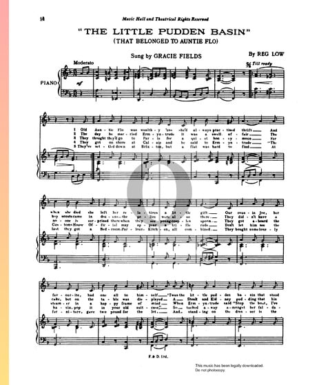 The Little Pudden Basin (That Belonged To Auntie Flo) Sheet Music