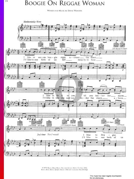 Boogie On Reggae Woman Sheet Music