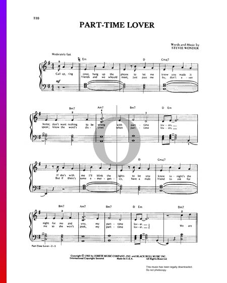 Part Time Lover Sheet Music