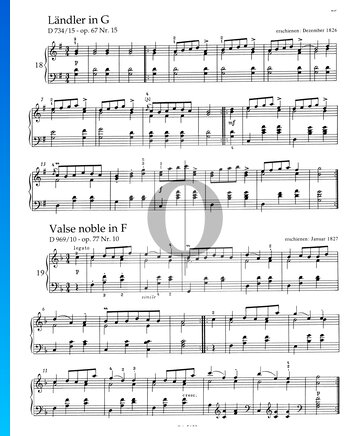 Ländler in G-Dur, D 734 - Op. 67, Nr. 15 Musik-Noten