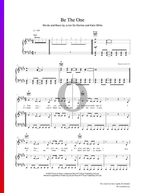 Be The One Musik-Noten