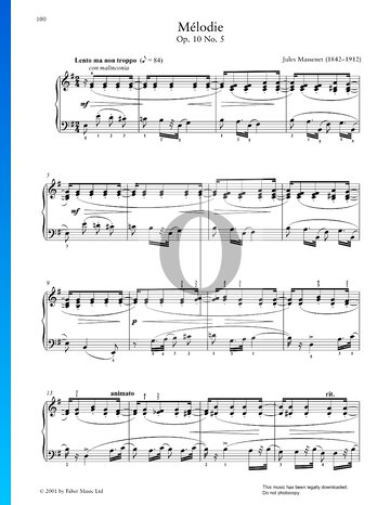 Melodía, Op. 10 n.º 5 (Elegía) Partitura