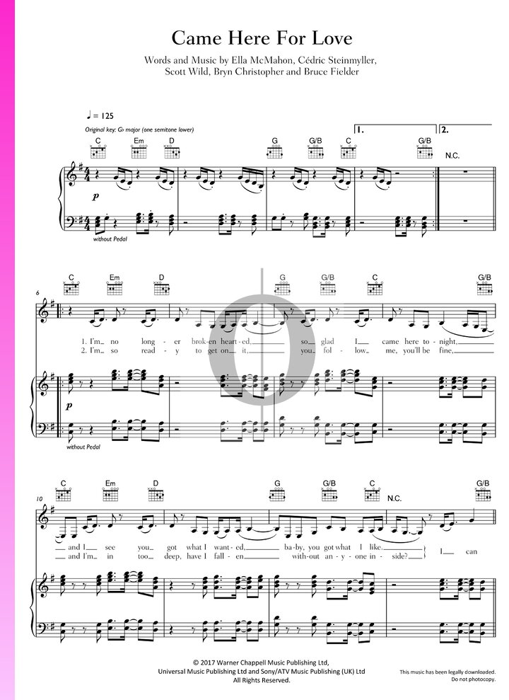 came-here-for-love-ella-eyre-sigala-piano-sheet-music-oktav