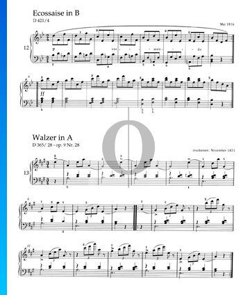Vals en la mayor, D 365/28 - Op. 9 n.º 28 Partitura