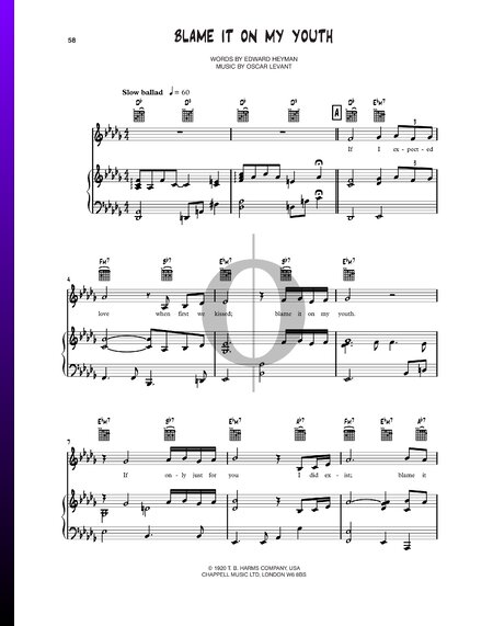 Blame It On My Youth Sheet Music
