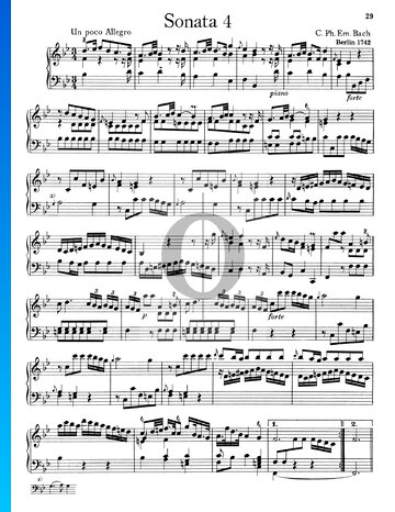 Sonata No. 4, Wq 49: 1.  Un poco Allegro Spartito