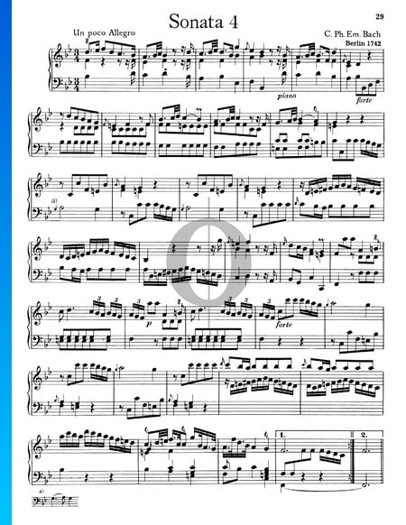 Sonate Nr. 4, Wq 49: 1. Un poco Allegro Musik-Noten