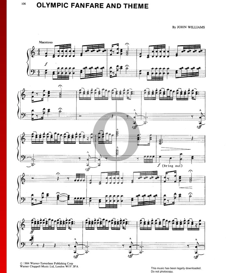 Olympic Fanfare And Theme (John Williams) Piano Sheet Music - OKTAV