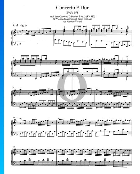 Concierto en fa mayor, BWV 978: 1. Allegro
