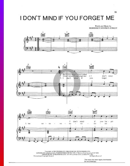 I Don't Mind If You Forget Me Sheet Music
