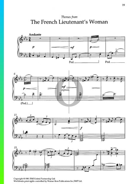 The French Lieutenant's Woman Theme Sheet Music