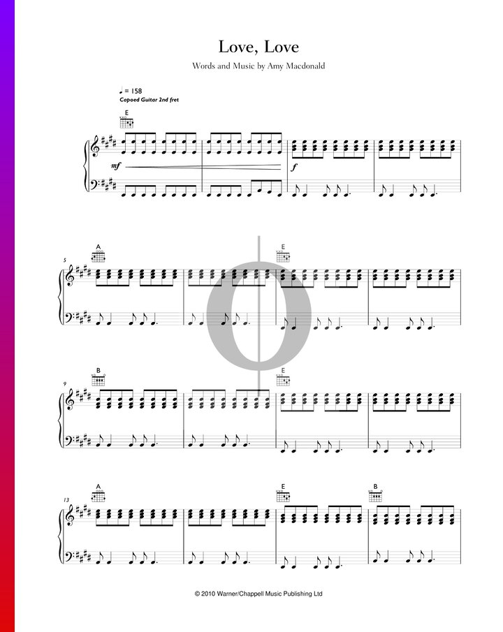 Love, Love (Amy MacDonald) Piano Sheet Music - OKTAV