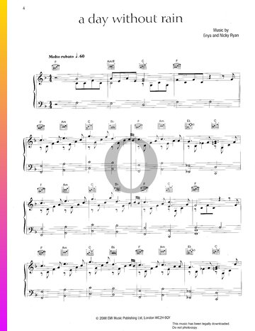 A Day Without Rain Partitura