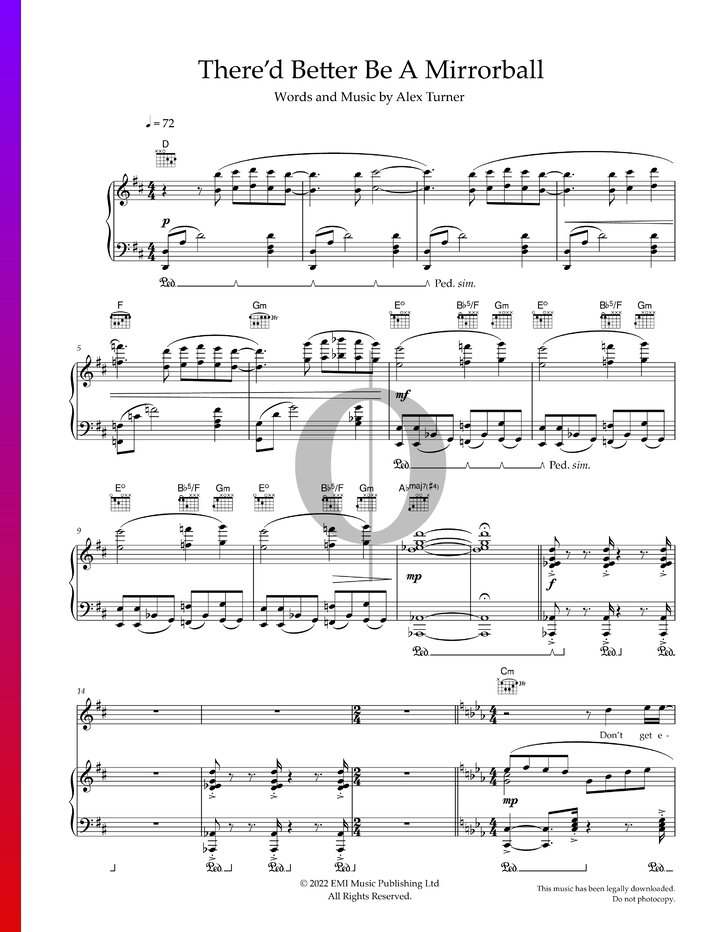 There'd Better Be A Mirrorball » Arctic Monkeys Partitions de piano