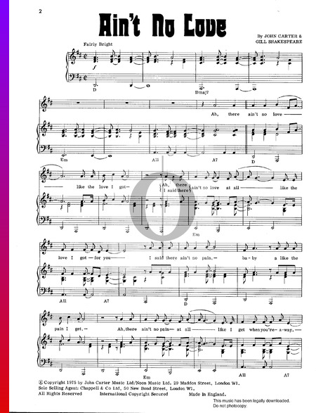 Ain't No Love Musik-Noten