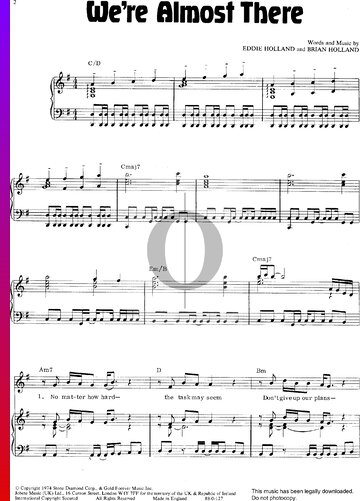 We're Almost There Sheet Music