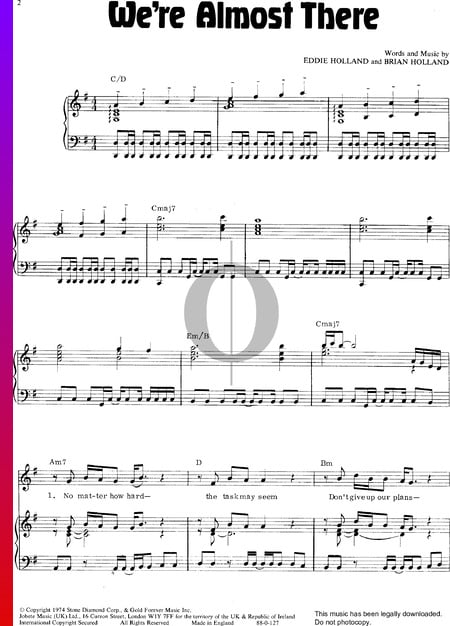 We're Almost There Sheet Music