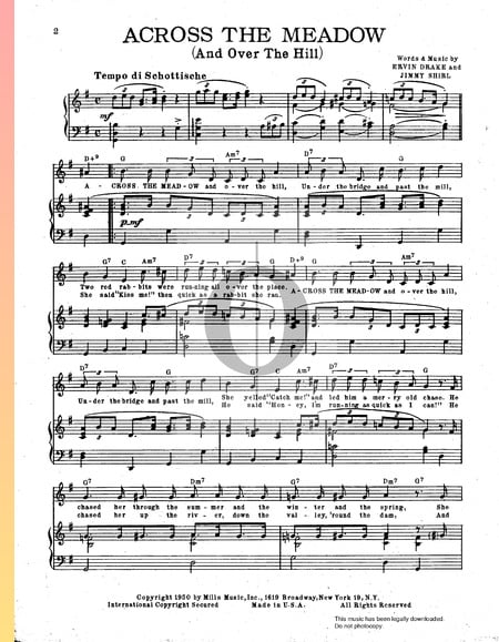 Across The Meadow (And Over The Hill) Sheet Music