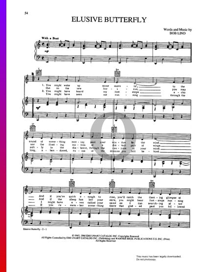 Elusive Butterfly Sheet Music