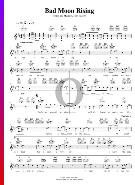 Bad Moon Rising Sheet Music