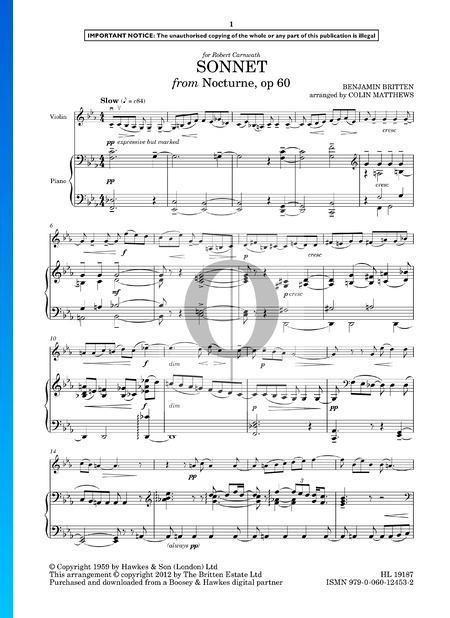 Nocturne, Op. 60: 8. Sonnet Sheet Music