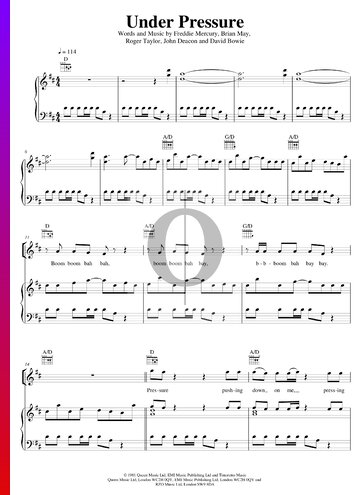 ▷ Under Pressure Sheet Music (Piano, Voice, Guitar) | PDF Download OKTAV