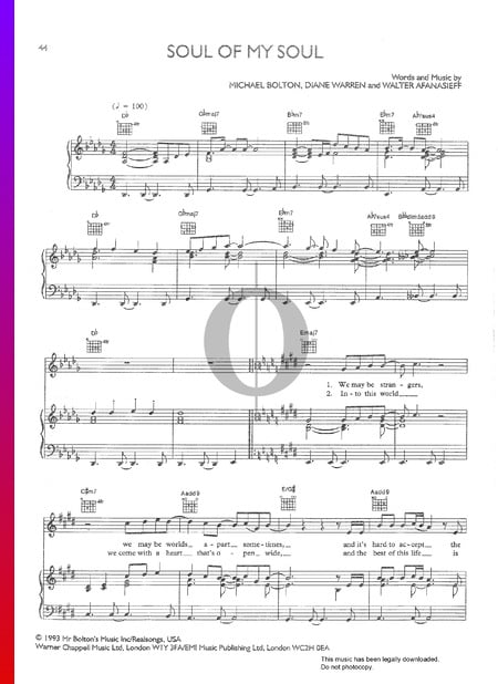 Soul Of My Soul Sheet Music