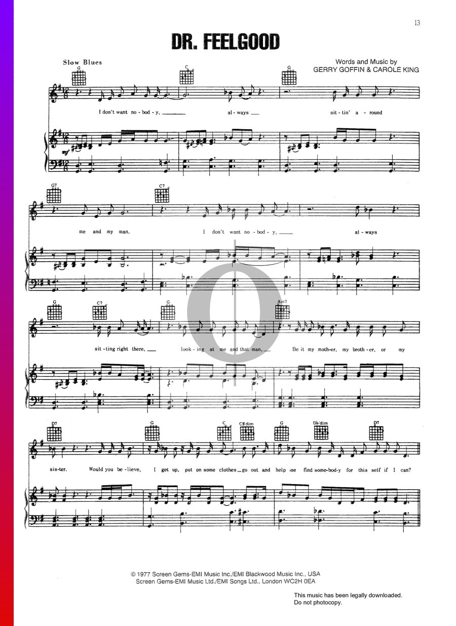 Aretha Franklin " A Natural Woman" Sheet Music For Piano, Vocal